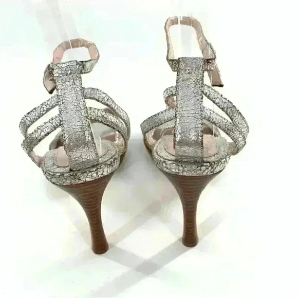 Nine West womens heels size 8 Magnar silver crackled leather holiday new years - Picture 4 of 15